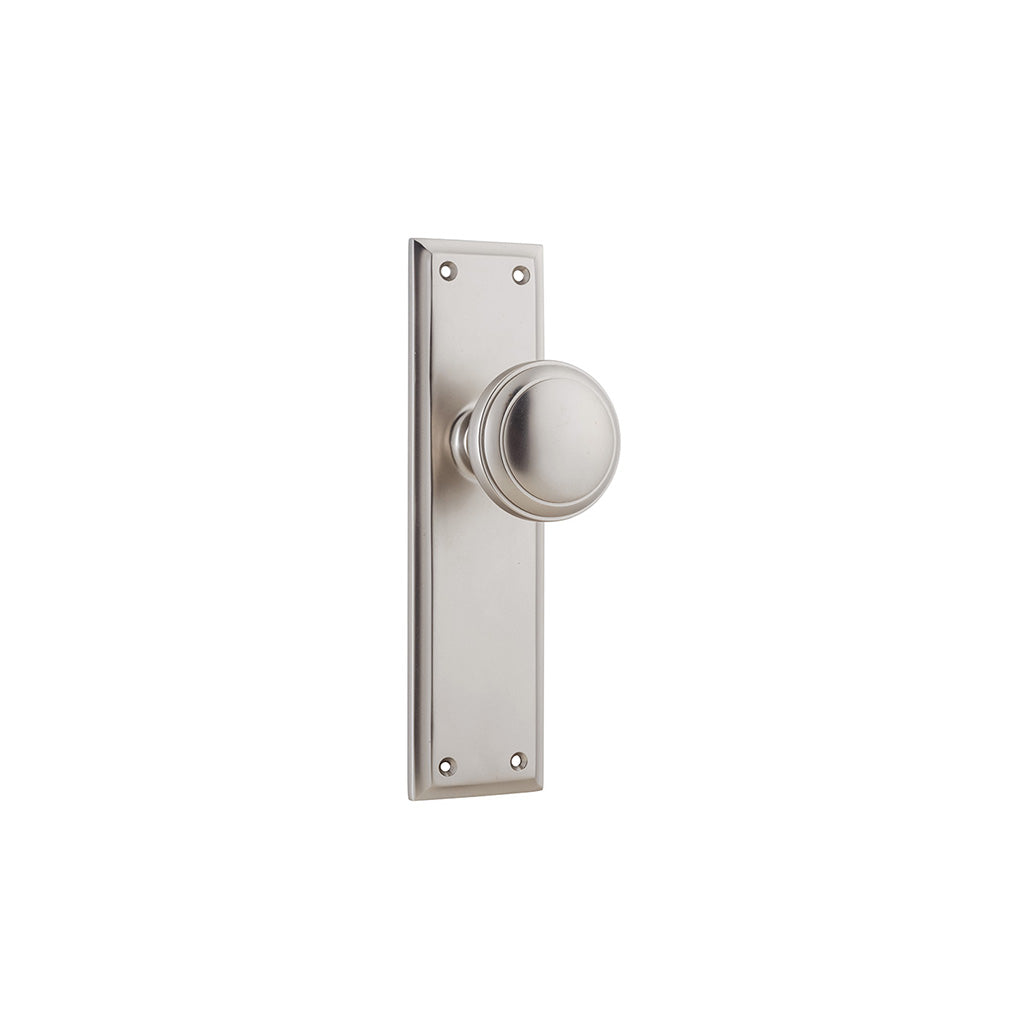Milton Knob - Long Backplate Satin Nickel / Passage / Lever Set Only