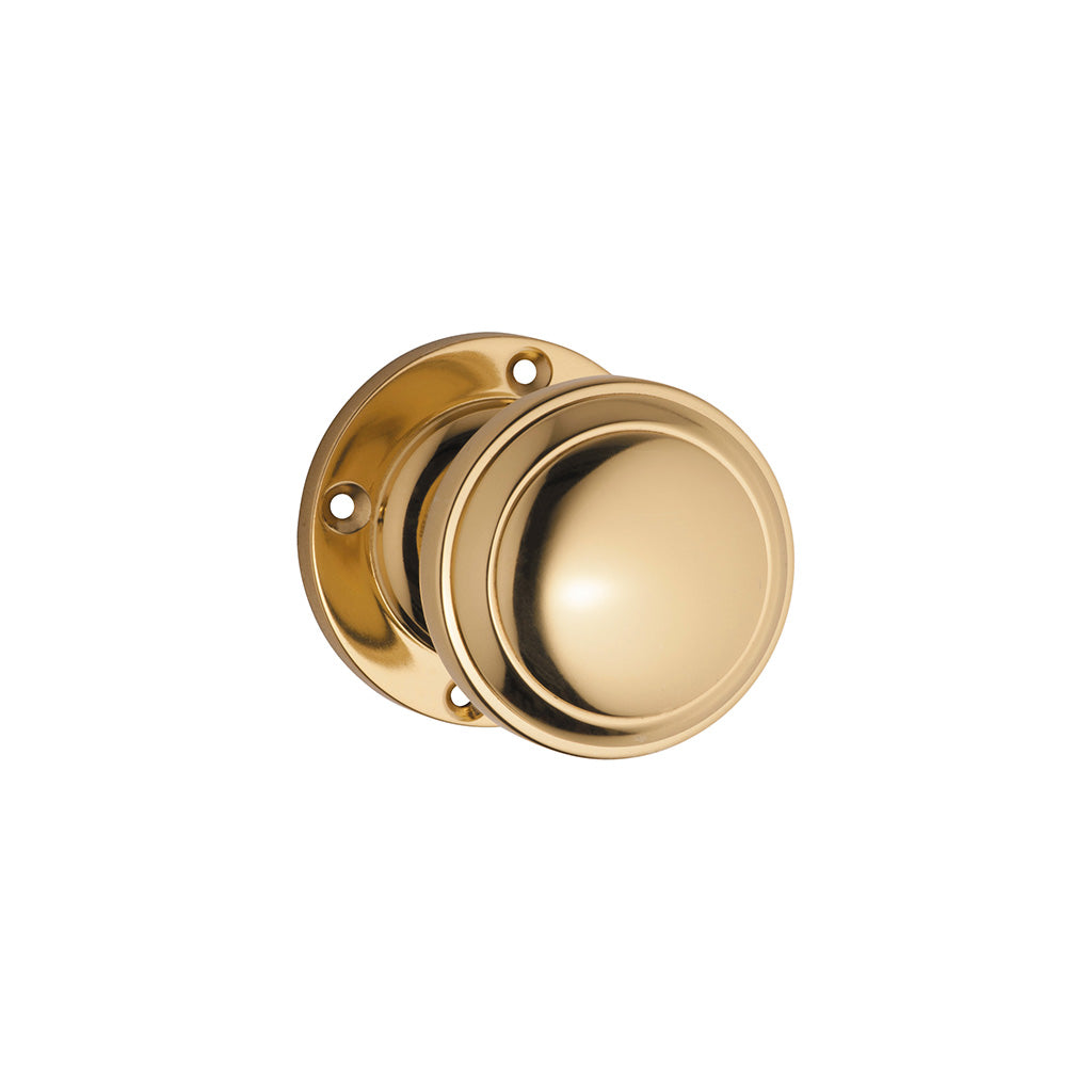 Milton Knob - Round Rose Polished Brass / Passage / Lever Set Only