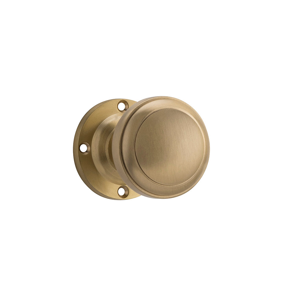 Milton Knob - Round Rose Unlacquered Satin Brass / Passage / Lever Set Only