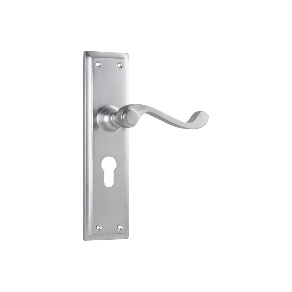 Milton Lever - Long Backplate Satin Chrome / Entrance / Lever Set Only