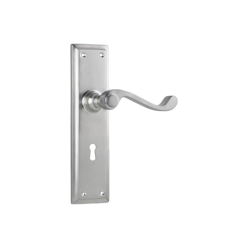 Milton Lever - Long Backplate Satin Chrome / Lock (Skeleton Key) / Lever Set Only