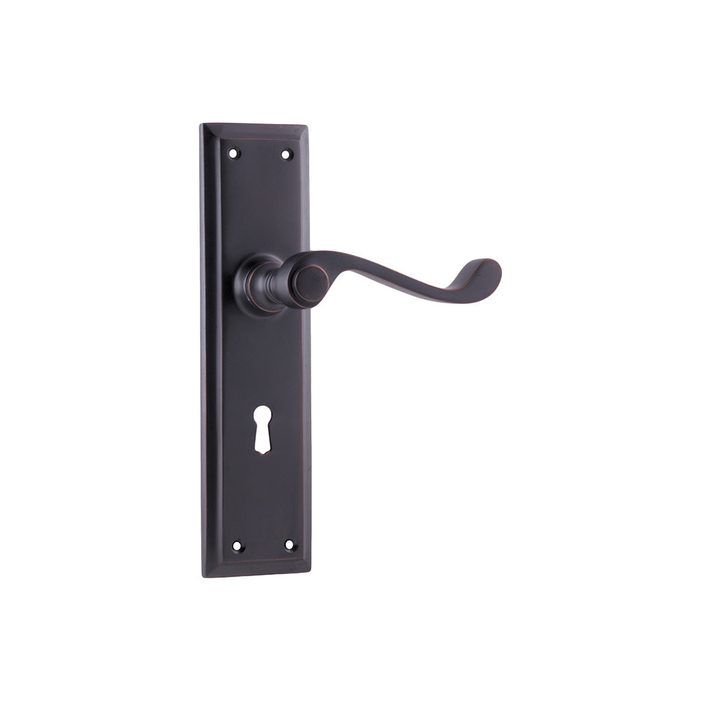Milton Lever - Long Backplate Antique Copper / Lock (Skeleton Key) / Lever Set Only