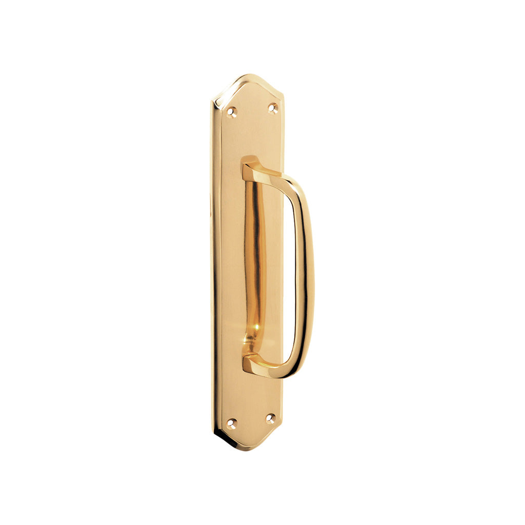 Offset Pull Handle on Backplate - H250xW50xP50mm Polished Brass / 250mm