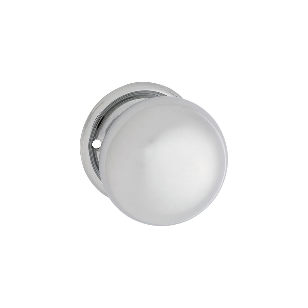 Plain Mortice Knob - Round Rose Chrome Plated / Passage / Lever Set Only