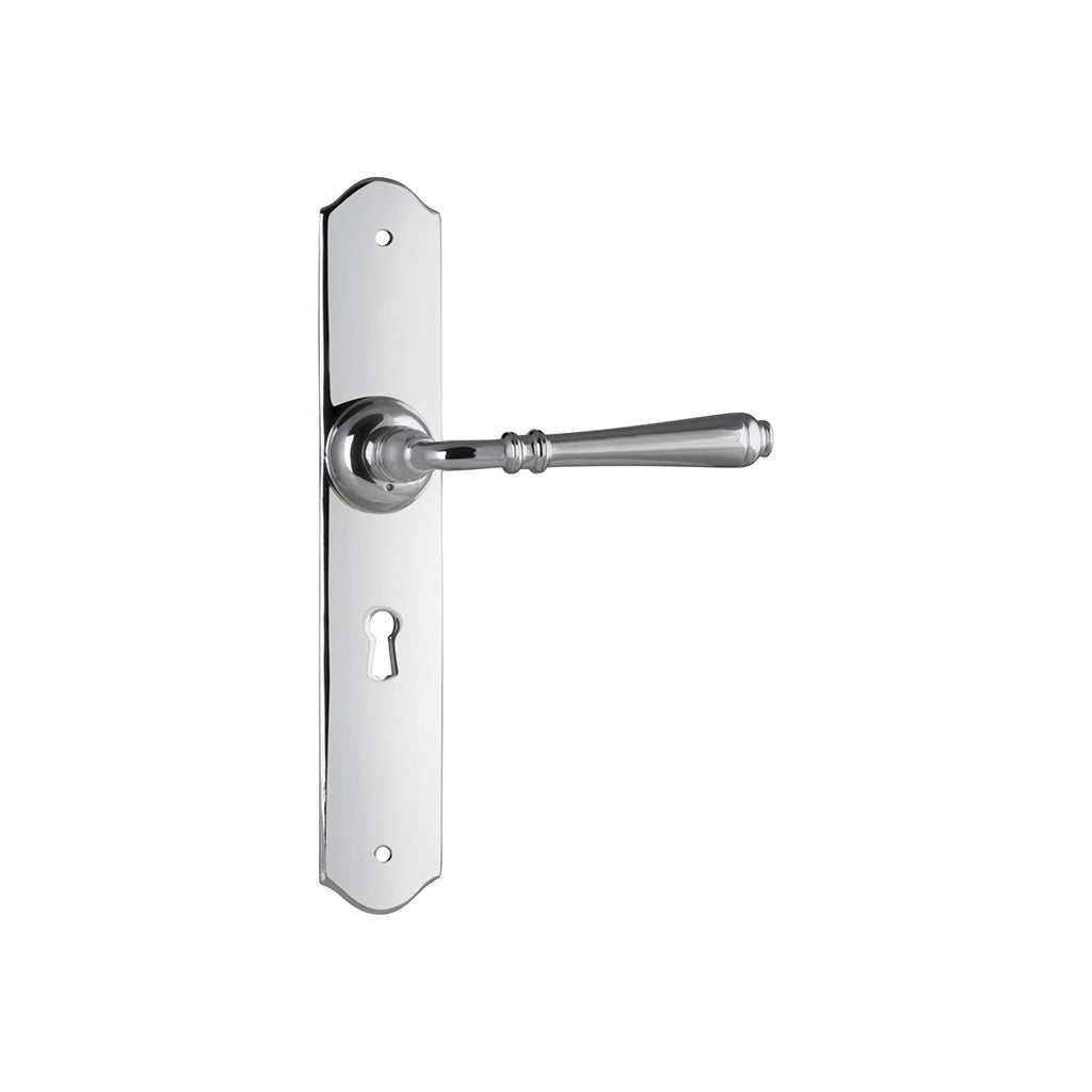 Reims Lever - Long Backplate Chrome Plated / Lock (Skeleton Key) / Lever Set Only