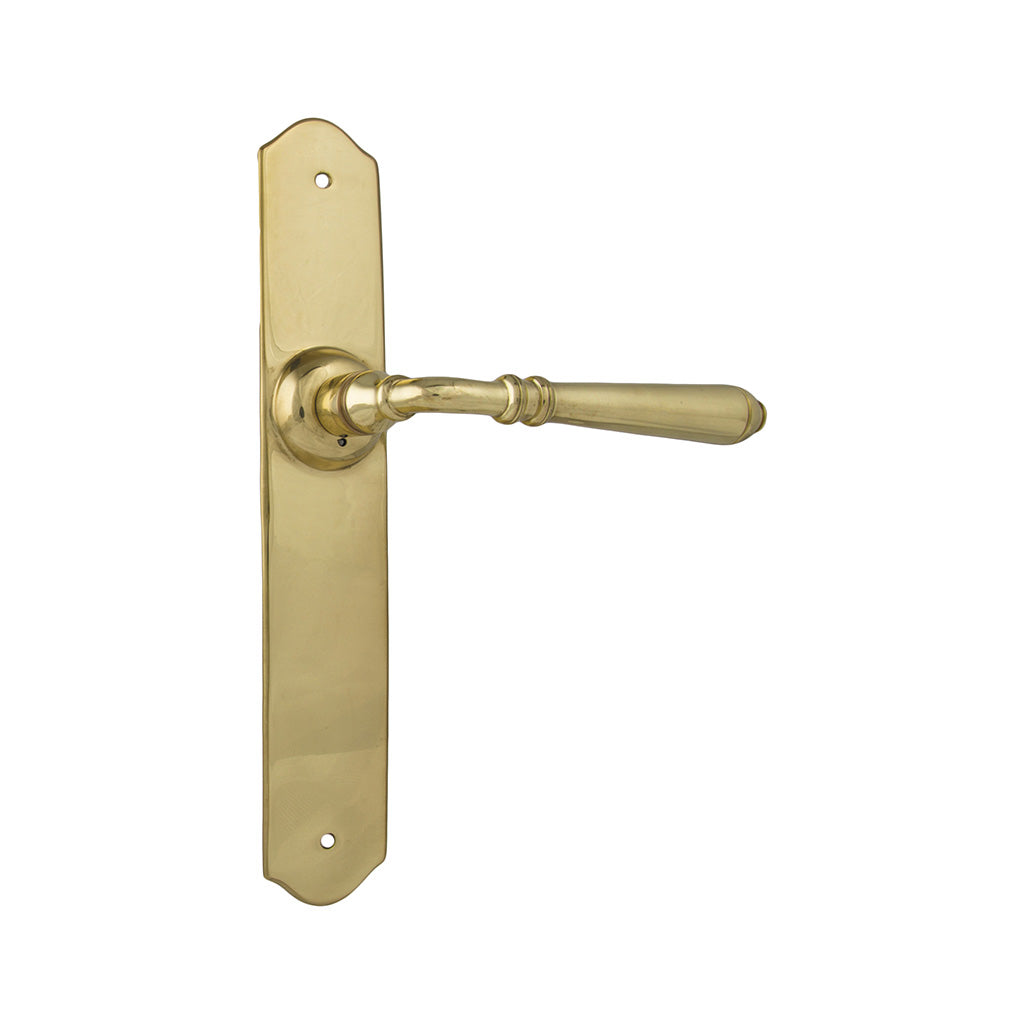 Reims Lever - Long Backplate Unlacquered Polished Brass / Passage / Lever Set Only