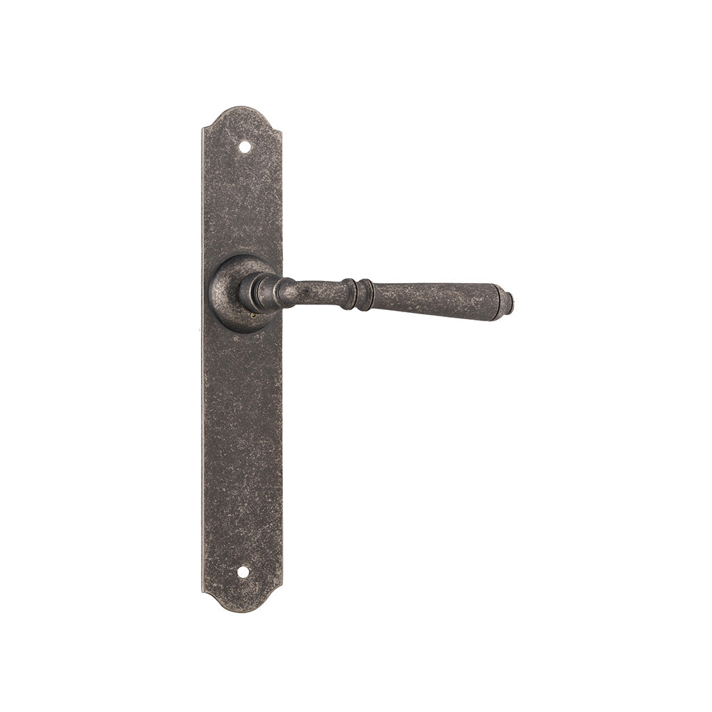 Reims Lever - Long Backplate Rumbled Nickel / Passage / Lever Set Only
