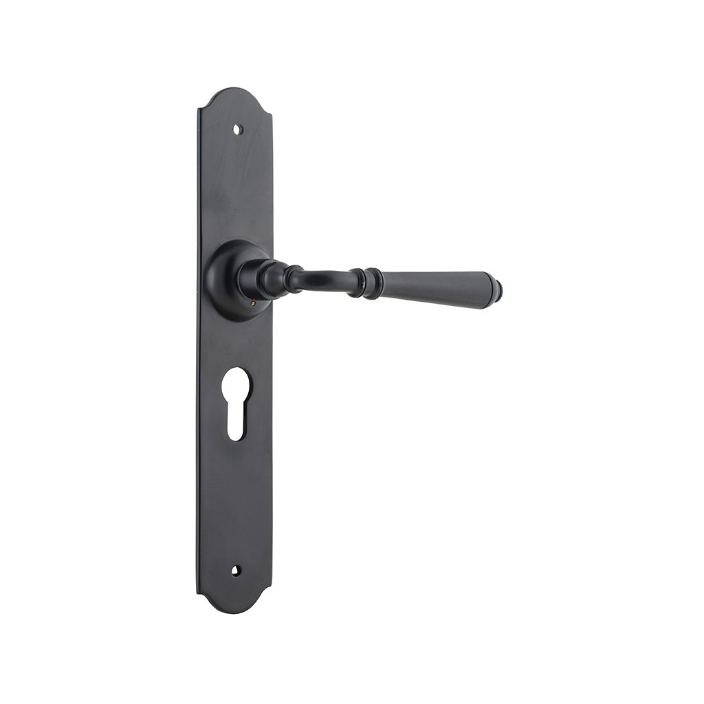Reims Lever - Long Backplate Matt Black / Entrance / Lever Set Only