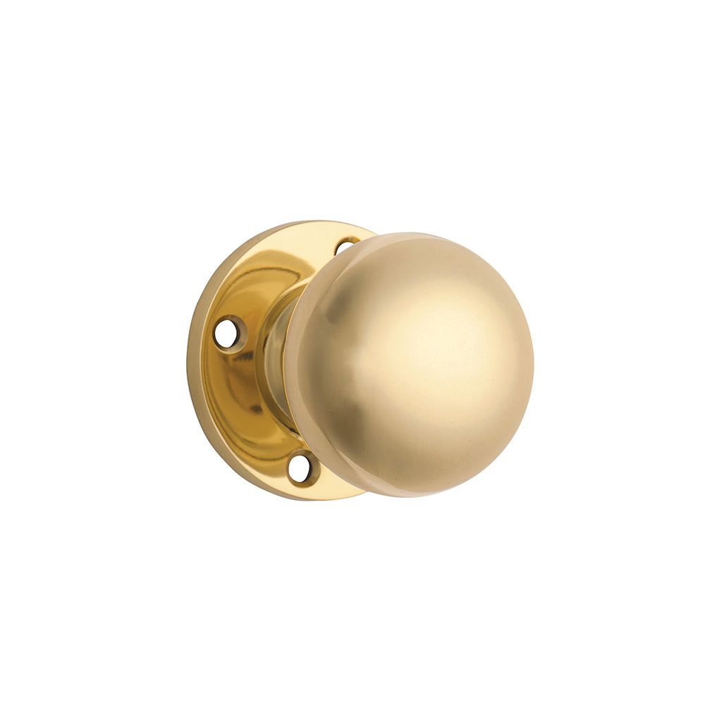 Retro Fit Mortice Knob - Round Rose Polished Brass / Passage / Lever Set Only