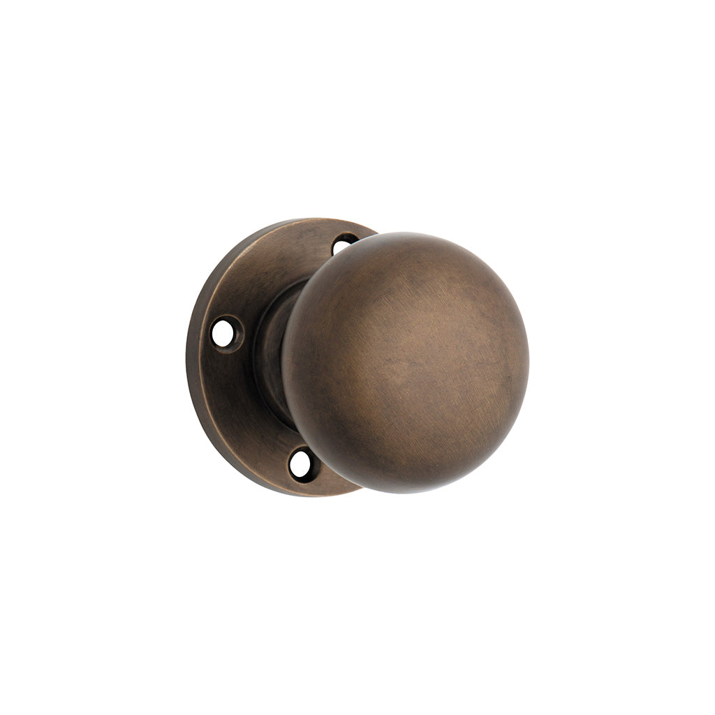 Retro Fit Mortice Knob - Round Rose Antique Brass / Passage / Lever Set Only