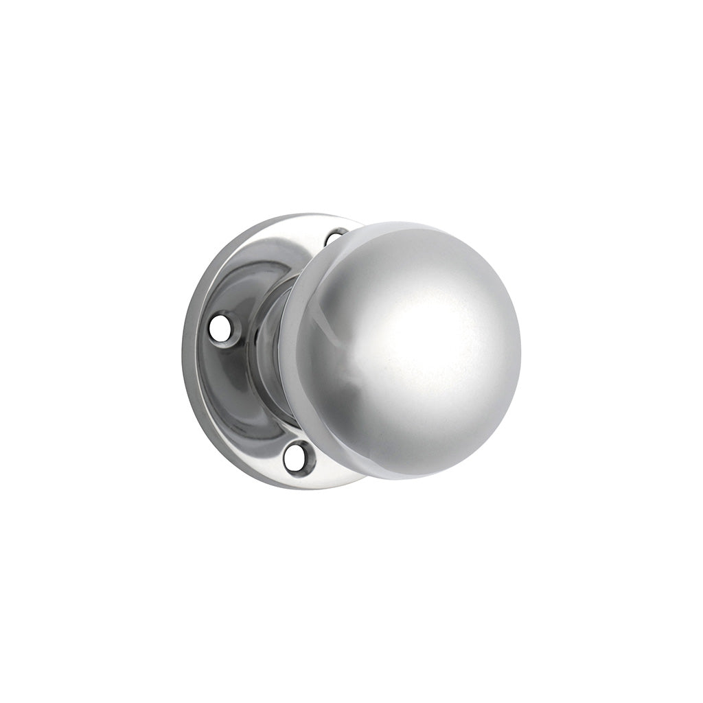 Retro Fit Mortice Knob - Round Rose Chrome Plated / Passage / Lever Set Only