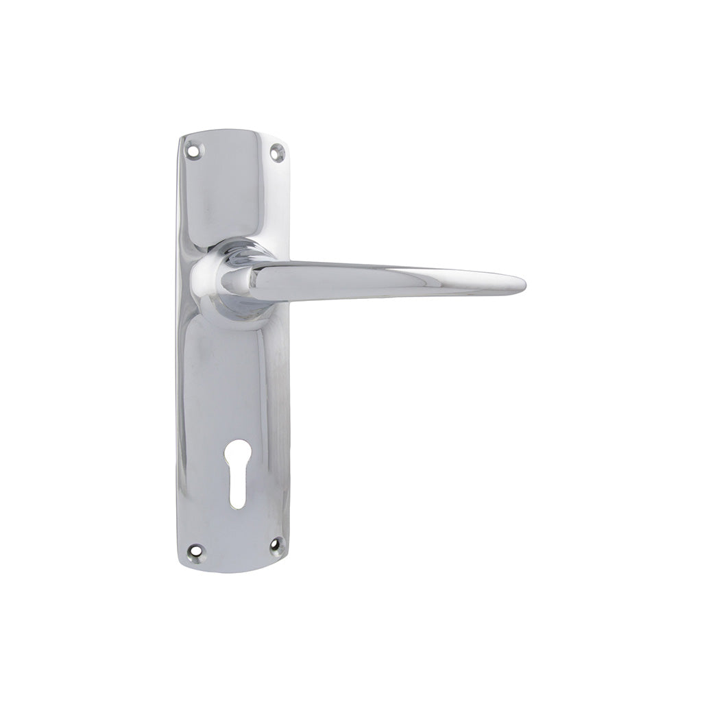 Retro Lever - Long Backplate Chrome Plated / Lock (Skeleton Key) / Lever Set Only