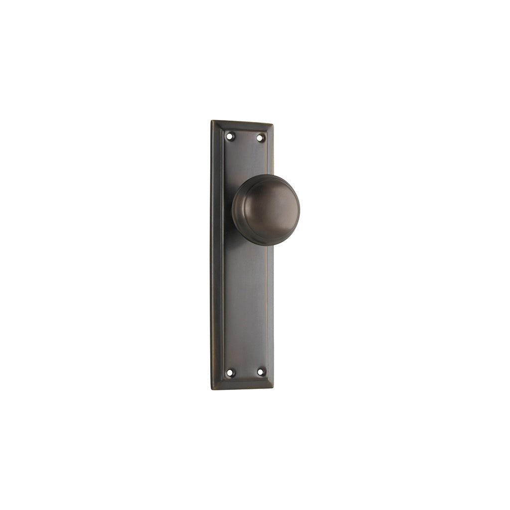 Richmond Door Knob - Long Backplate Antique Brass / Passage / Lever Set Only