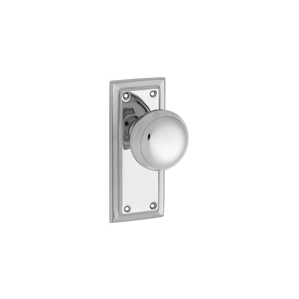 Richmond Door Knob - Short Backplate Chrome Plated / Passage / Lever Set Only