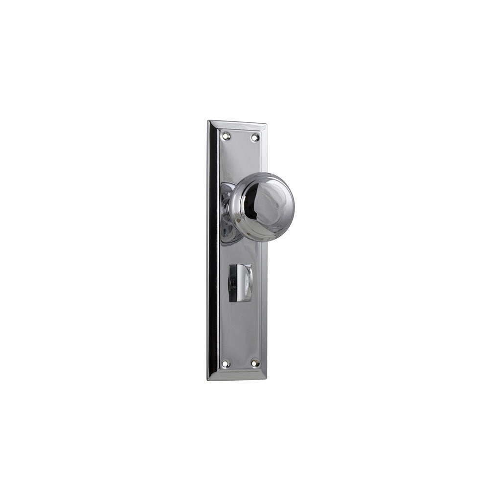Richmond Door Knob - Long Backplate Chrome Plated / Privacy / Lever Set Only