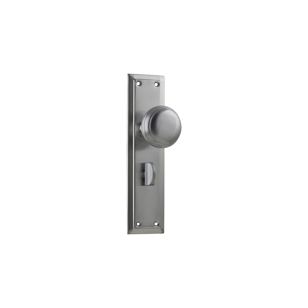 Richmond Door Knob - Long Backplate Satin Chrome / Privacy / Lever Set Only