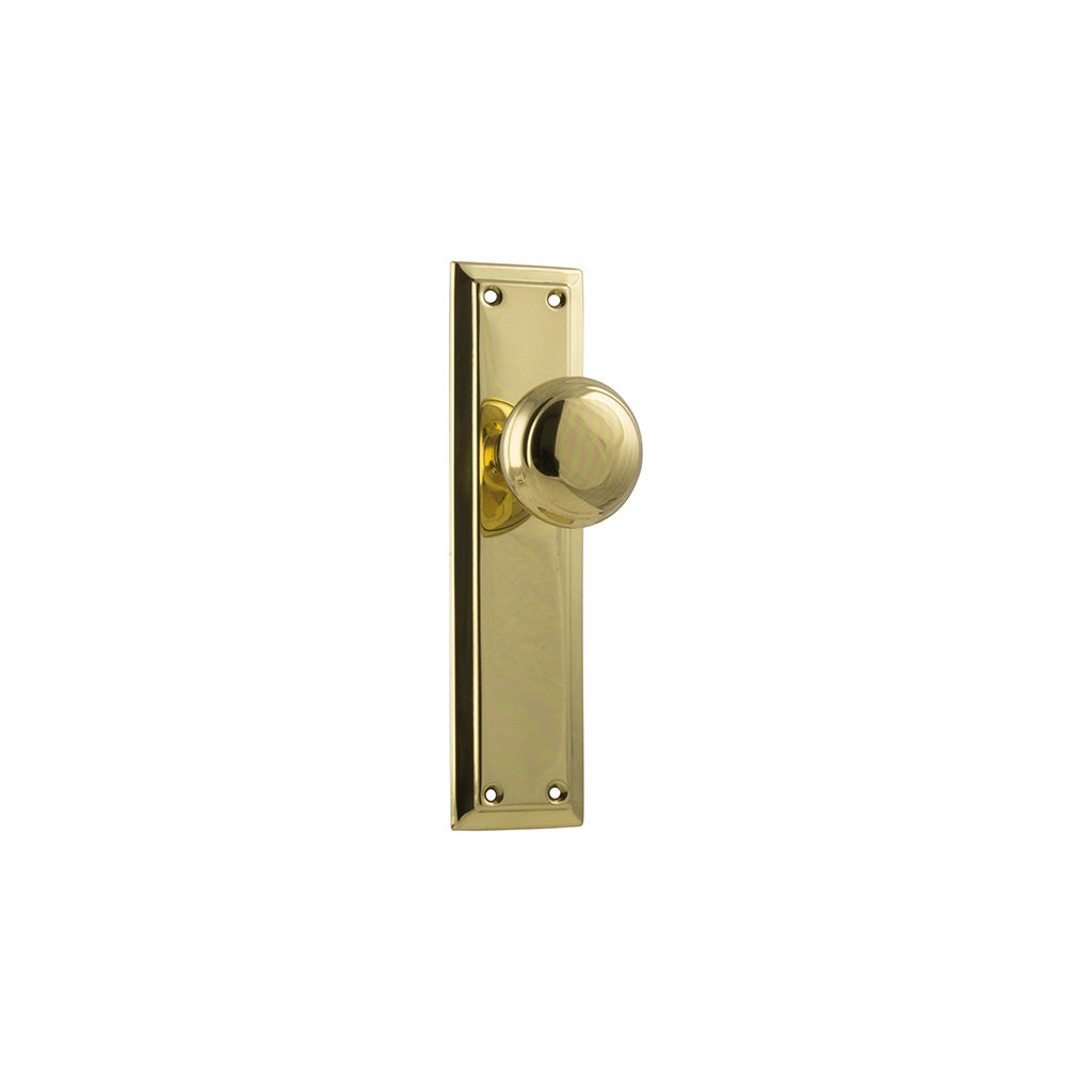 Richmond Door Knob - Long Backplate Polished Brass / Passage / Lever Set Only