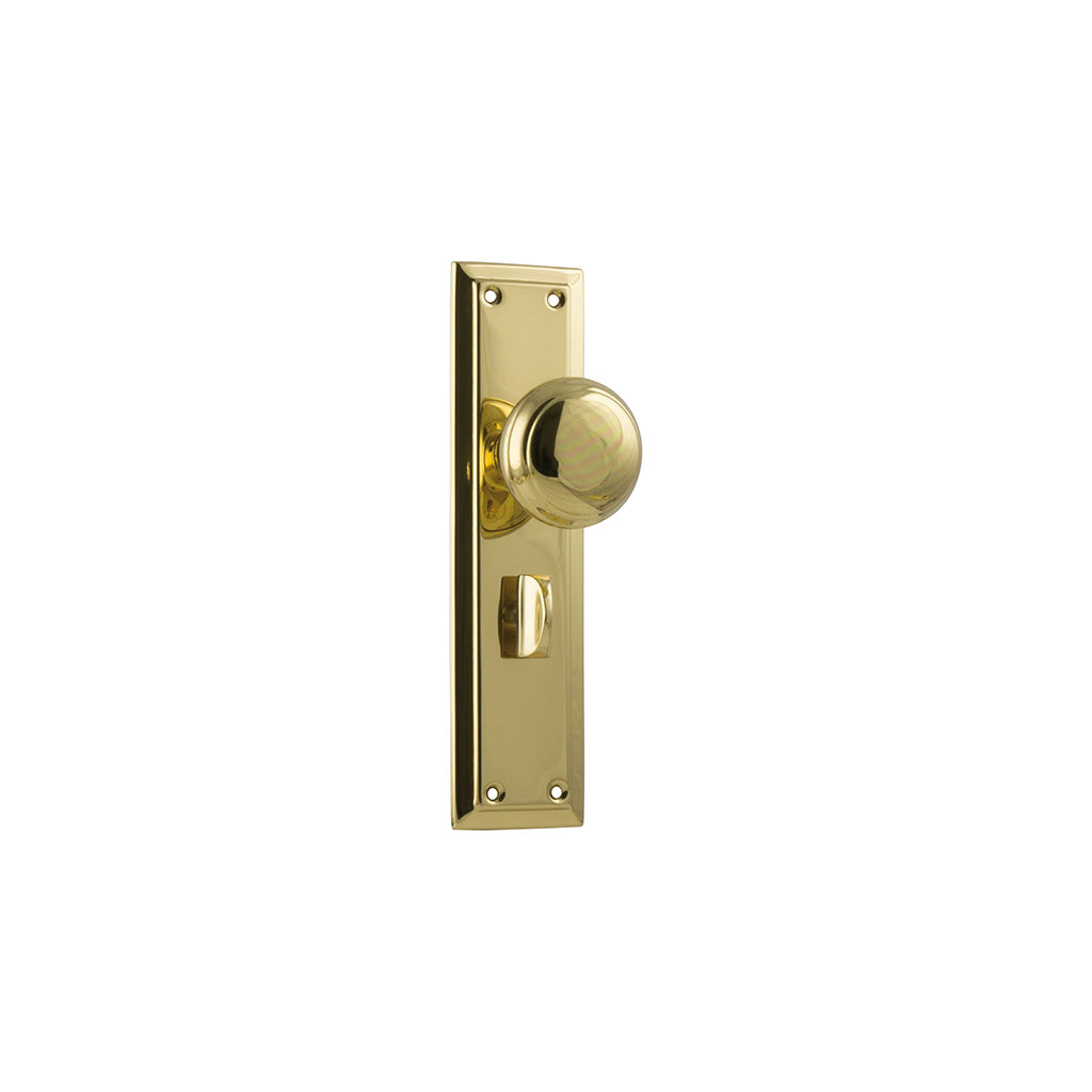 Richmond Door Knob - Long Backplate Polished Brass / Privacy / Lever Set Only