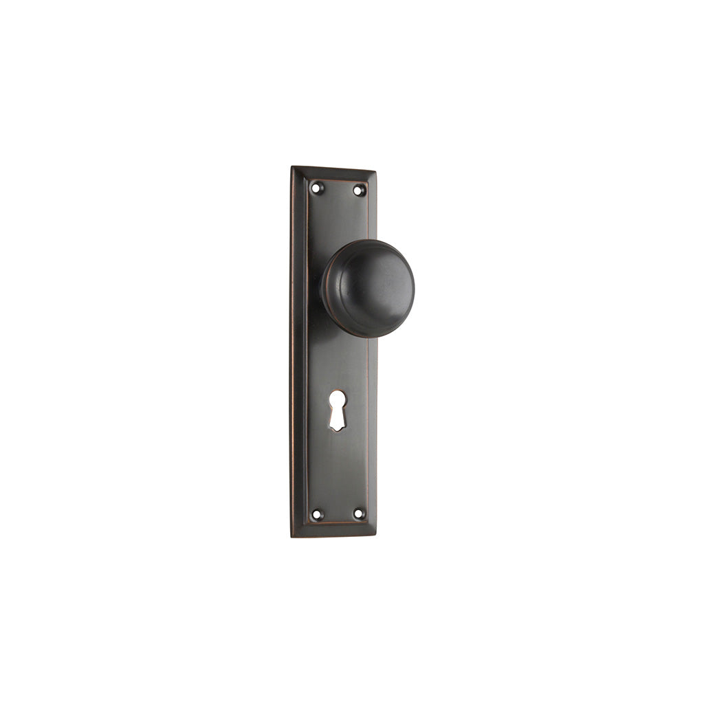 Richmond Door Knob - Long Backplate Antique Copper / Lock (Skeleton Key) / Lever Set Only