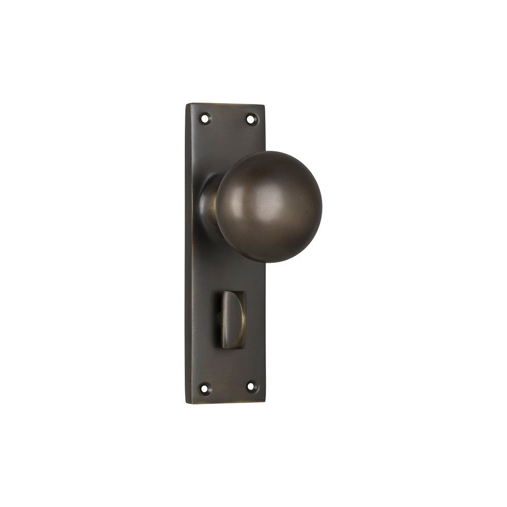 Victorian Knob - Long Backplate Antique Brass / Privacy / Lever Set Only