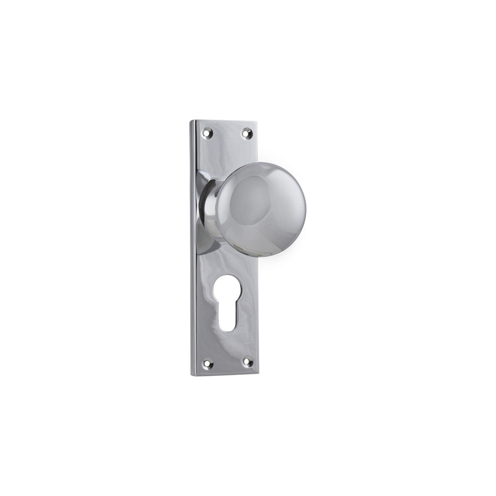Victorian Knob - Long Backplate Chrome Plated / Entrance / Lever Set Only
