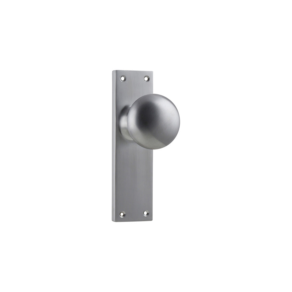 Victorian Knob - Long Backplate Satin Chrome / Passage / Lever Set Only