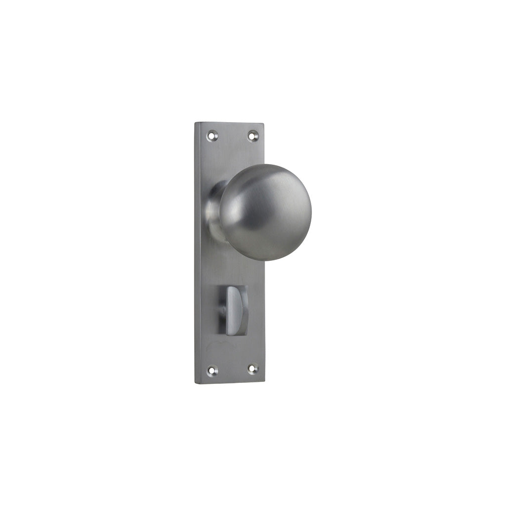 Victorian Knob - Long Backplate Satin Chrome / Privacy / Lever Set Only