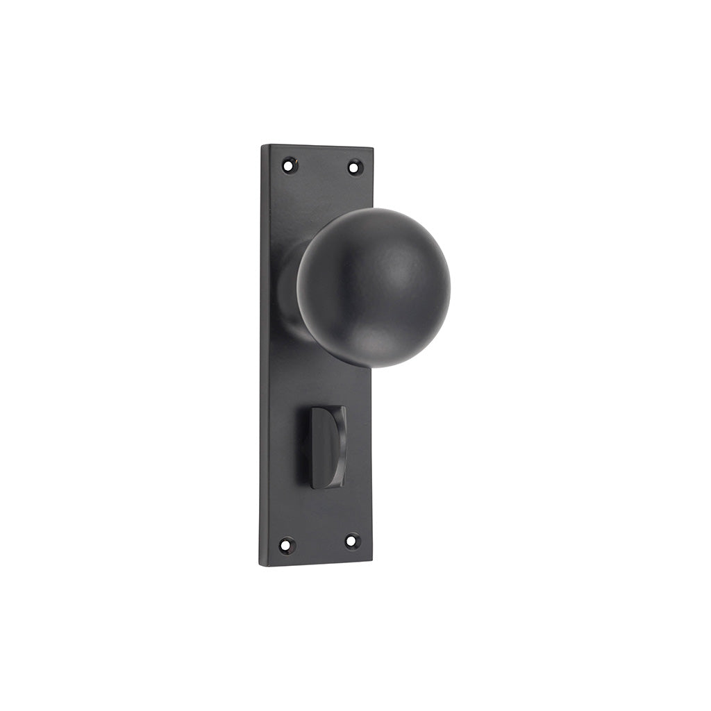 Victorian Knob - Long Backplate Matt Black / Privacy / Lever Set Only