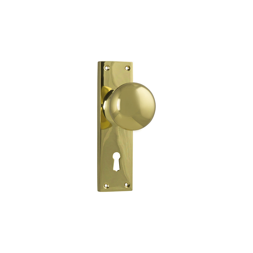Victorian Knob - Long Backplate Polished Brass / Lock (Skeleton Key) / Lever Set Only