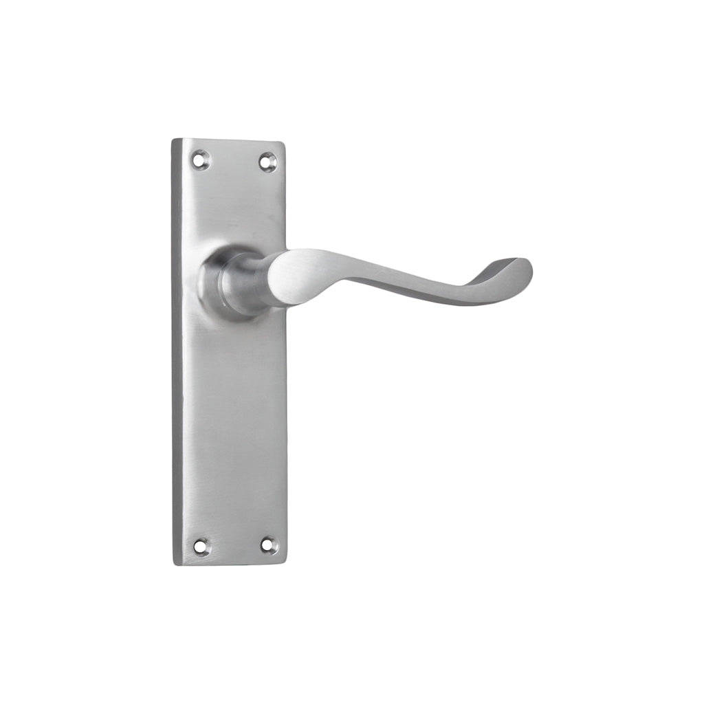 Victorian Lever - Long Backplate Satin Chrome / Passage / Lever Set Only