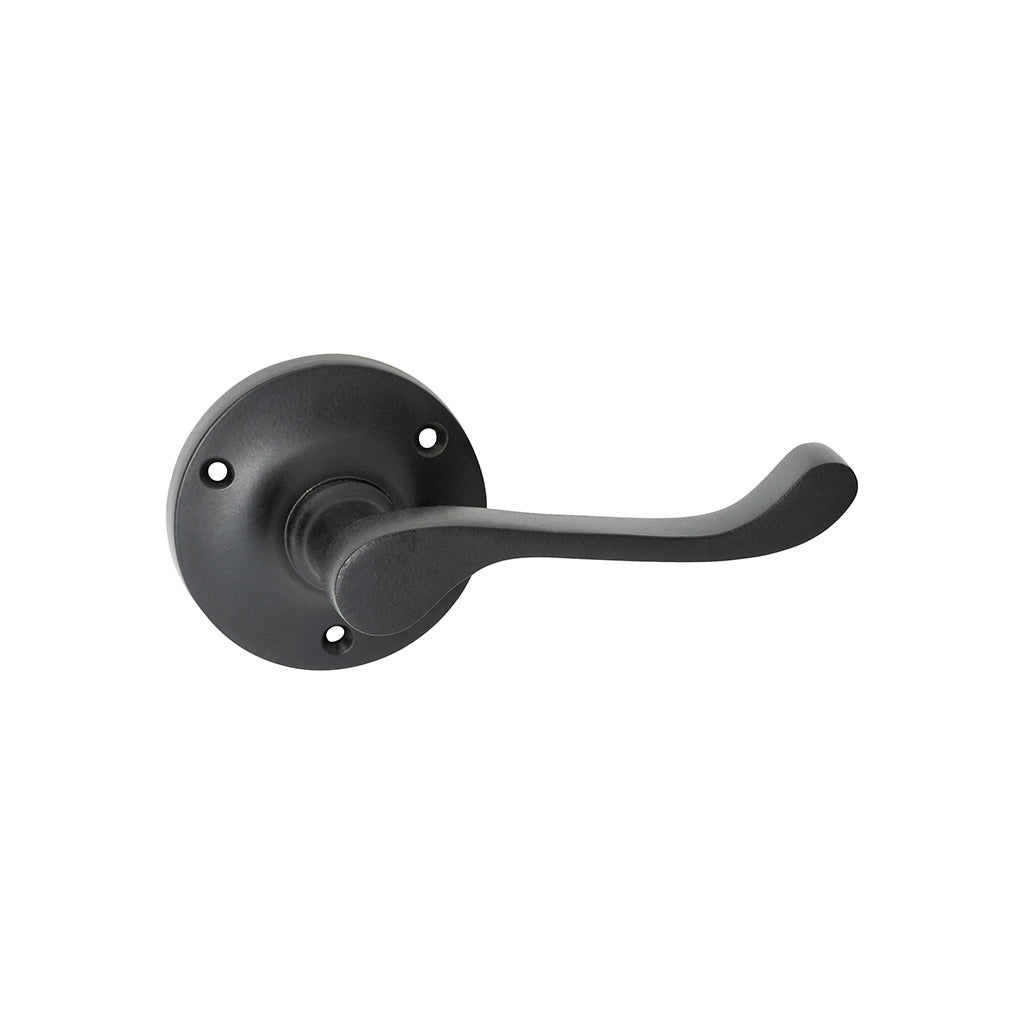 Victorian Lever - Round Rose Matt Black / Passage / Lever Set Only