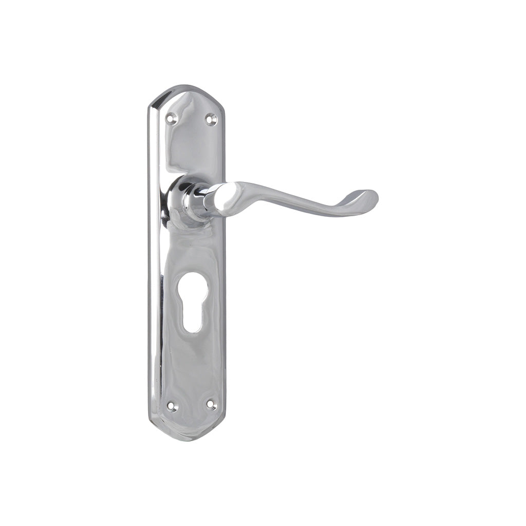 Windsor Lever - Long Backplate Chrome Plated / Entrance / Lever Set Only