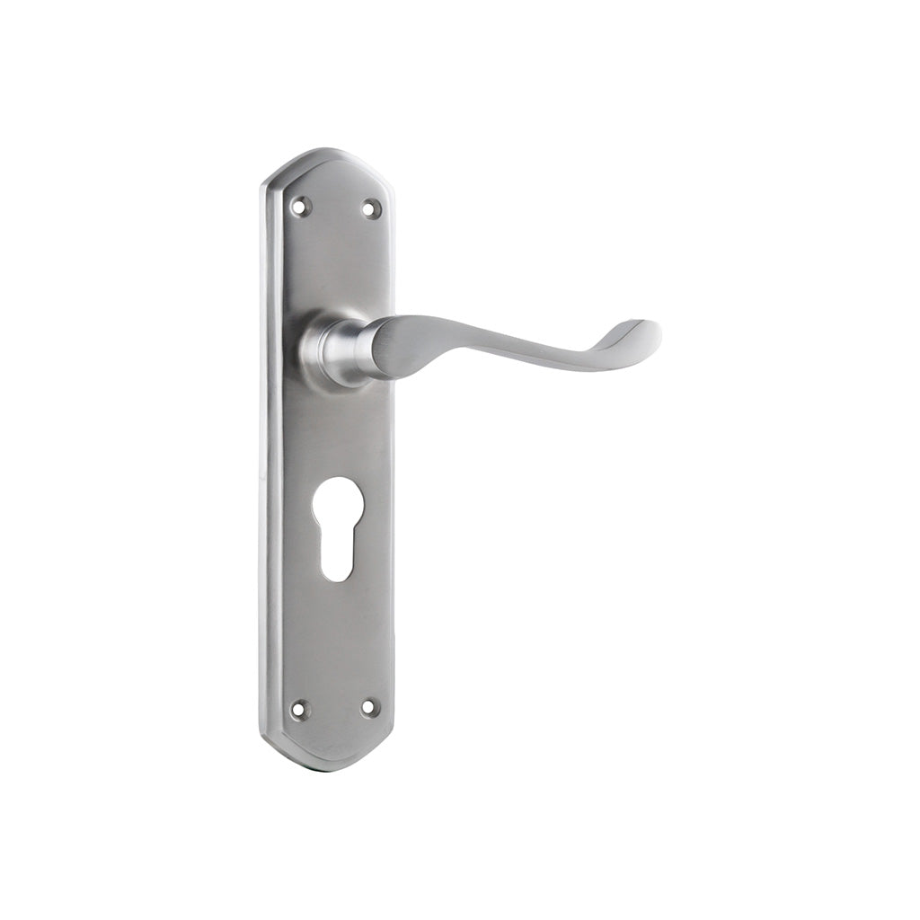 Windsor Lever - Long Backplate Satin Chrome / Entrance / Lever Set Only