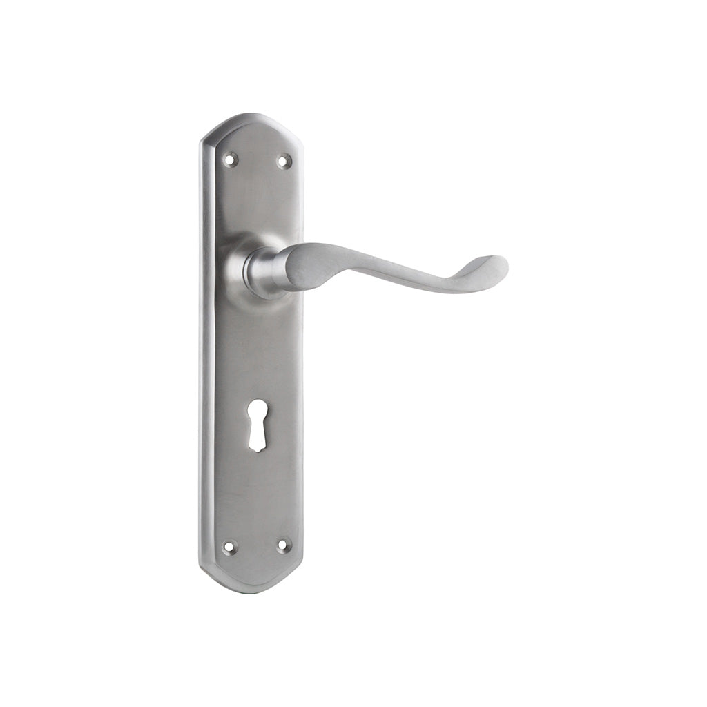 Windsor Lever - Long Backplate Satin Chrome / Lock (Skeleton Key) / Lever Set Only