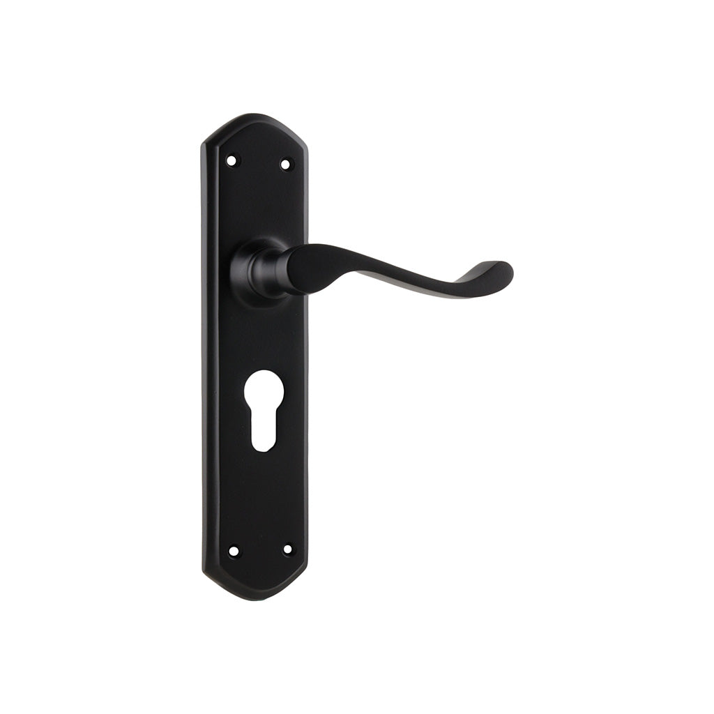 Windsor Lever - Long Backplate Matt Black / Entrance / Lever Set Only