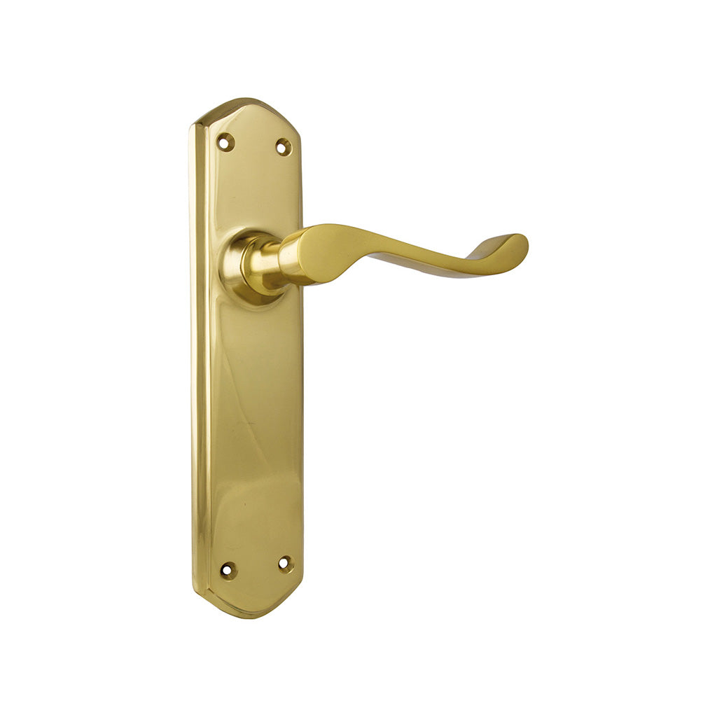 Windsor Lever - Long Backplate Unlacquered Polished Brass / Passage / Lever Set Only
