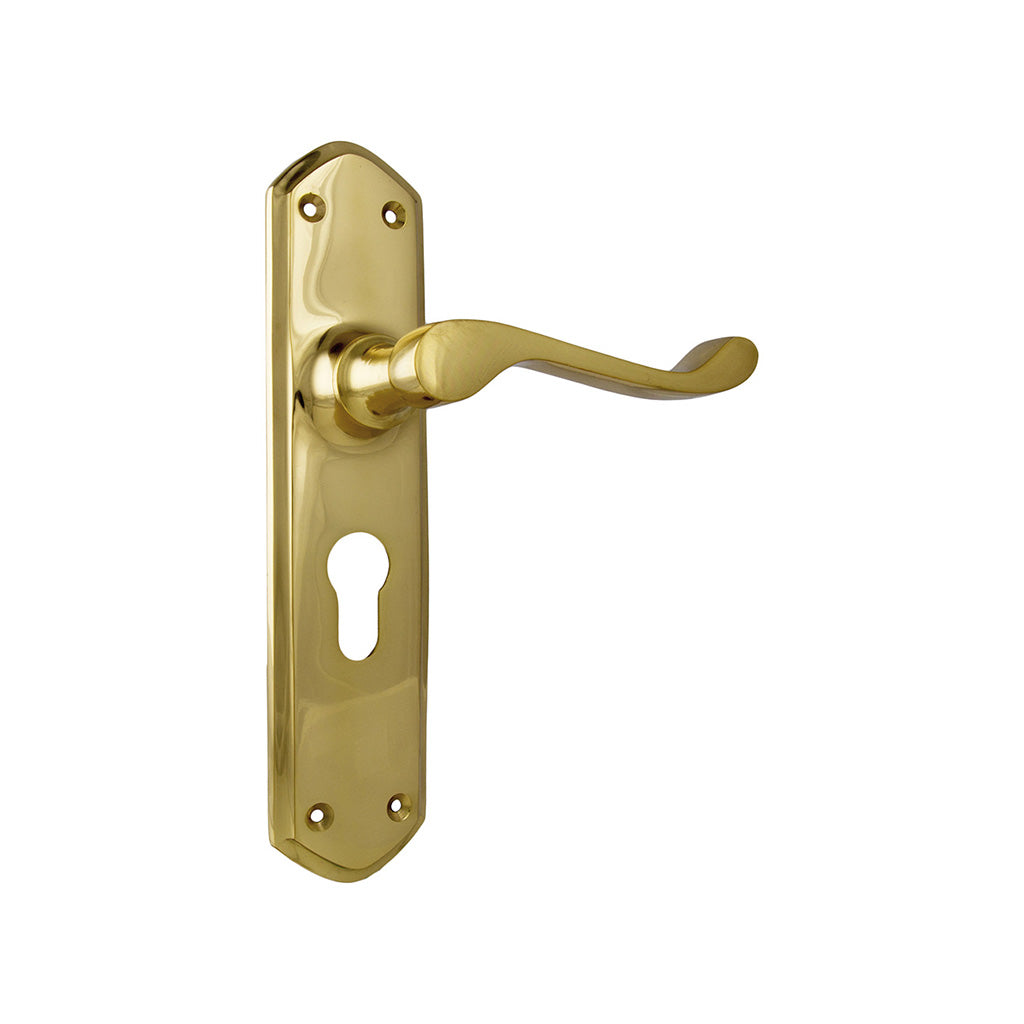 Windsor Lever - Long Backplate Unlacquered Polished Brass / Entrance / Lever Set Only