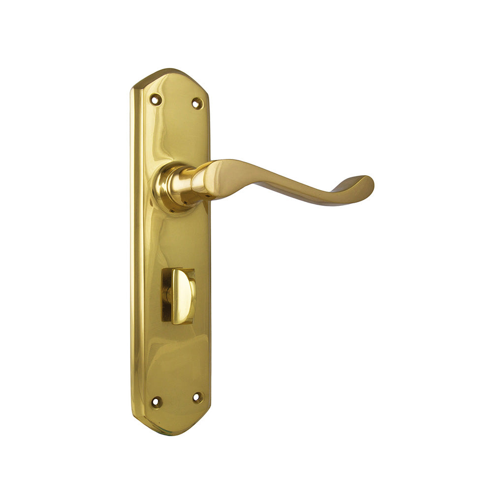 Windsor Lever - Long Backplate Unlacquered Polished Brass / Privacy / Lever Set Only